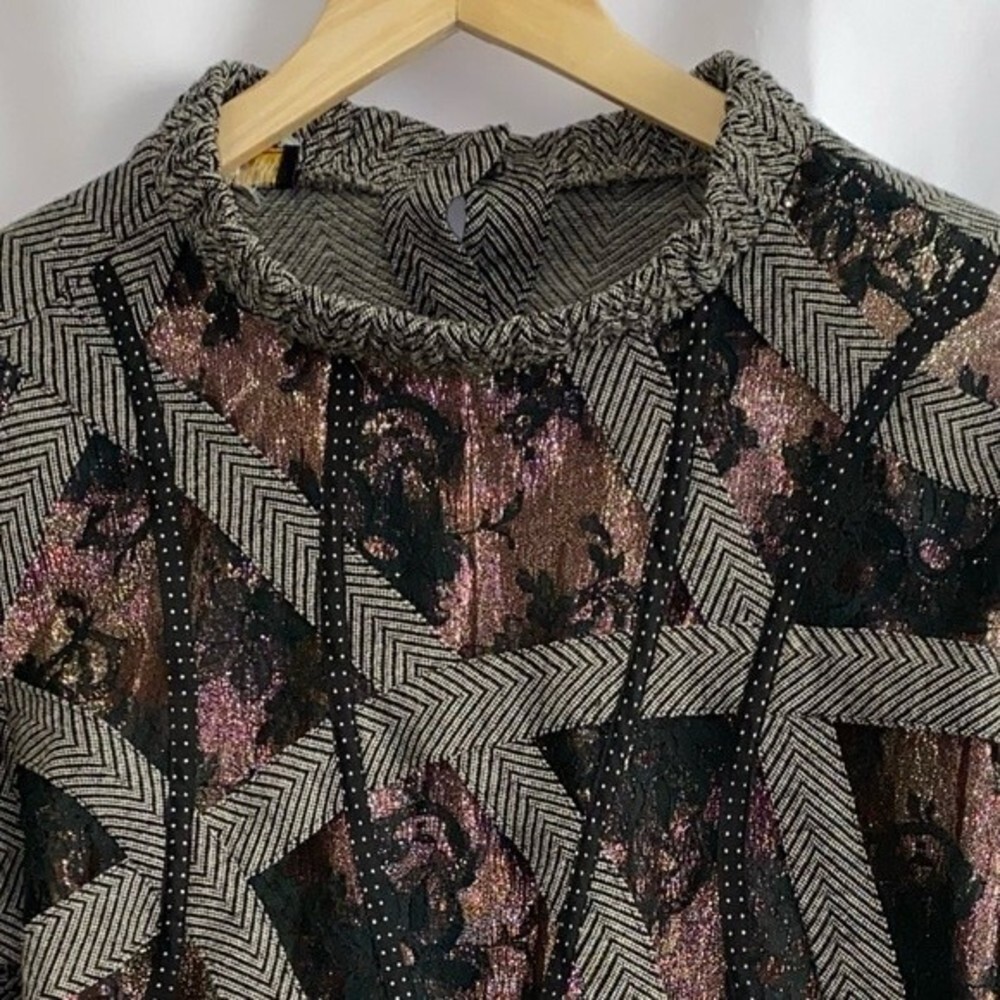 Rare Vintage KOOS Van Den Akker New York Metallic Lace Overly Button Sweater S - Picture 13 of 15